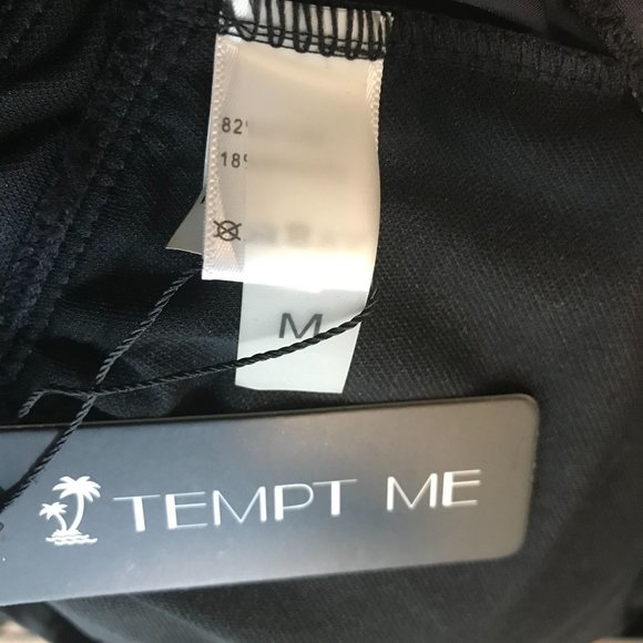 Tempt Me Black One Piece Swimsuit Sleeveless V Neck Peekaboo Panels Size Medium - Picture 6 of 6